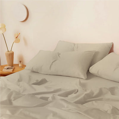 4 Piece Solid Bed Sheet Set 100% Egyptian Cotton 600 Thread Count - Light Colors