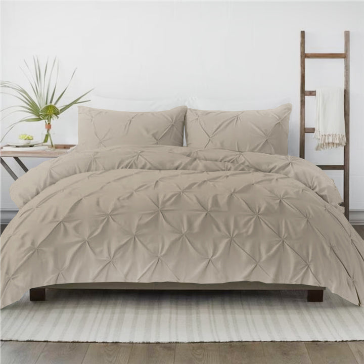 Pinch Pleated 3 Piece Duvet Cover Set 100% Egyptian Cotton 1000 Thread Count - Dark Colors