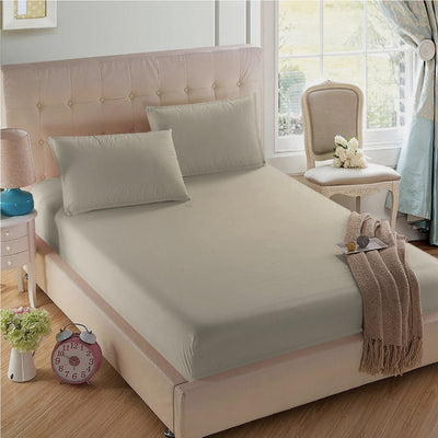 3 Piece Fitted Bed Sheet Set With Durable Elastic And 2 Pillowcases 100% Egyptian Cotton 600 Thread Count - Light Colors