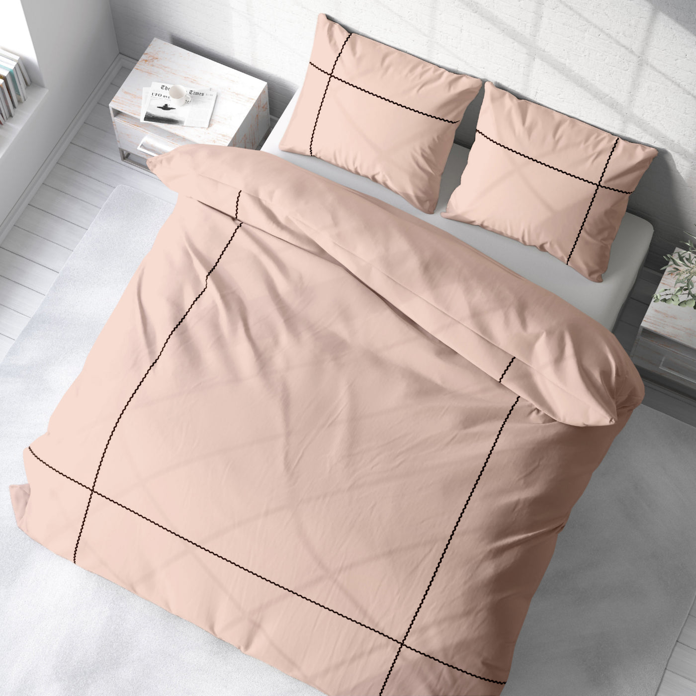 Luxe Geo 3 Piece Duvet Cover Set 100% Egyptian Cotton 600 Thread Count