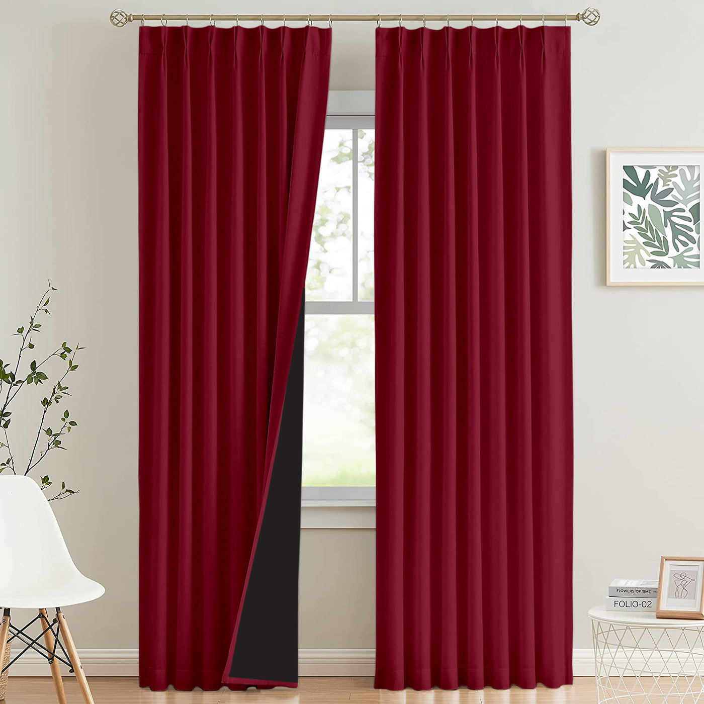 Double Pinch Pleat 100% Blackout Curtains 1 Panel - Dark Colors