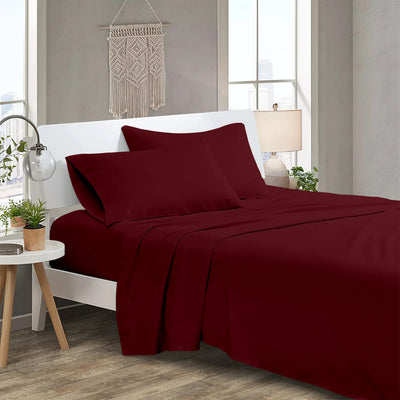 4 Piece Solid Bed Sheet Set 100% Egyptian Cotton 600 Thread Count - Dark Colors