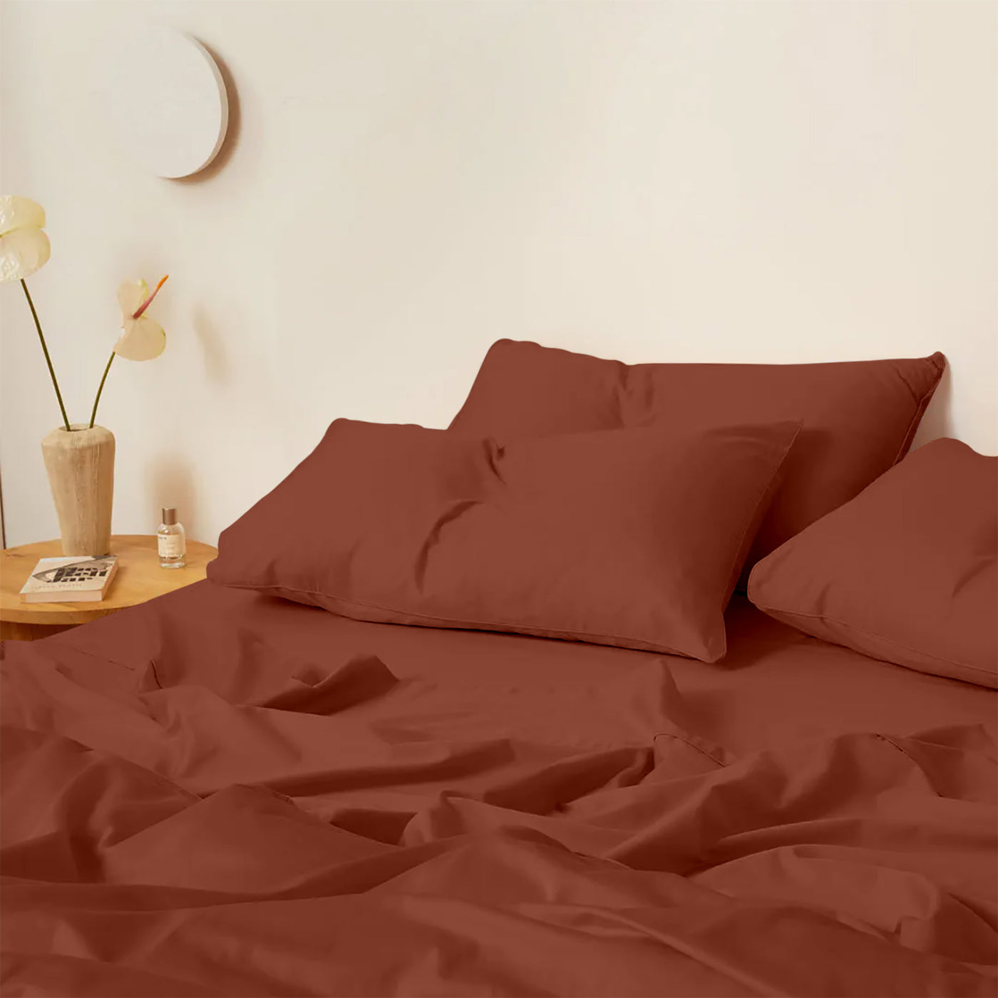 4 Piece Solid Bed Sheet Set 100% Egyptian Cotton 600 Thread Count - Dark Colors