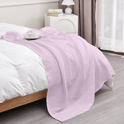 Waffle Weave Soft Lightweight Cotton Blanket - Soft, Cozy Throw for Bed, Chair Or Couch