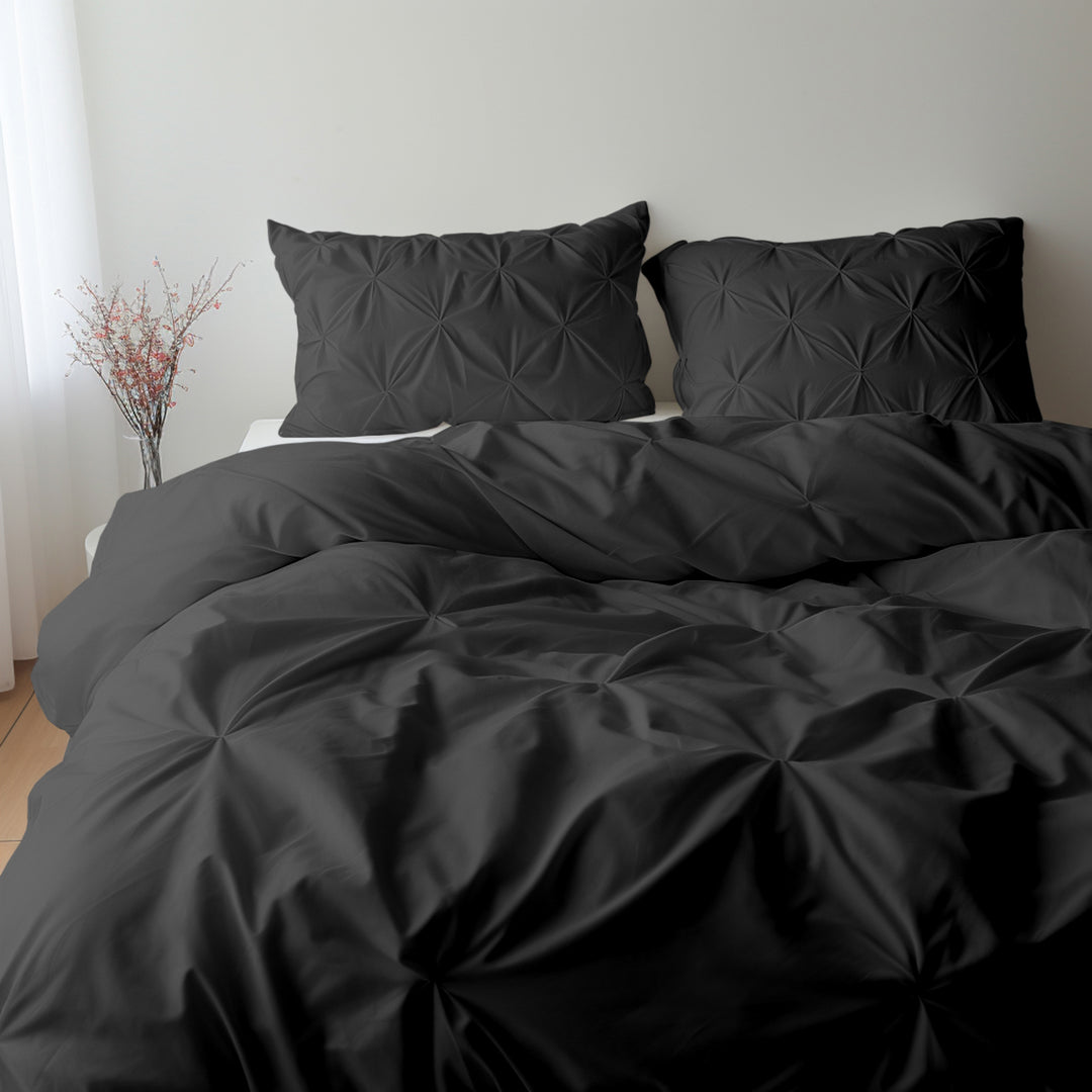 Pinch Pleated 1-Piece Duvet Cover Egyptian Cotton, 800 TC Zipper Clo