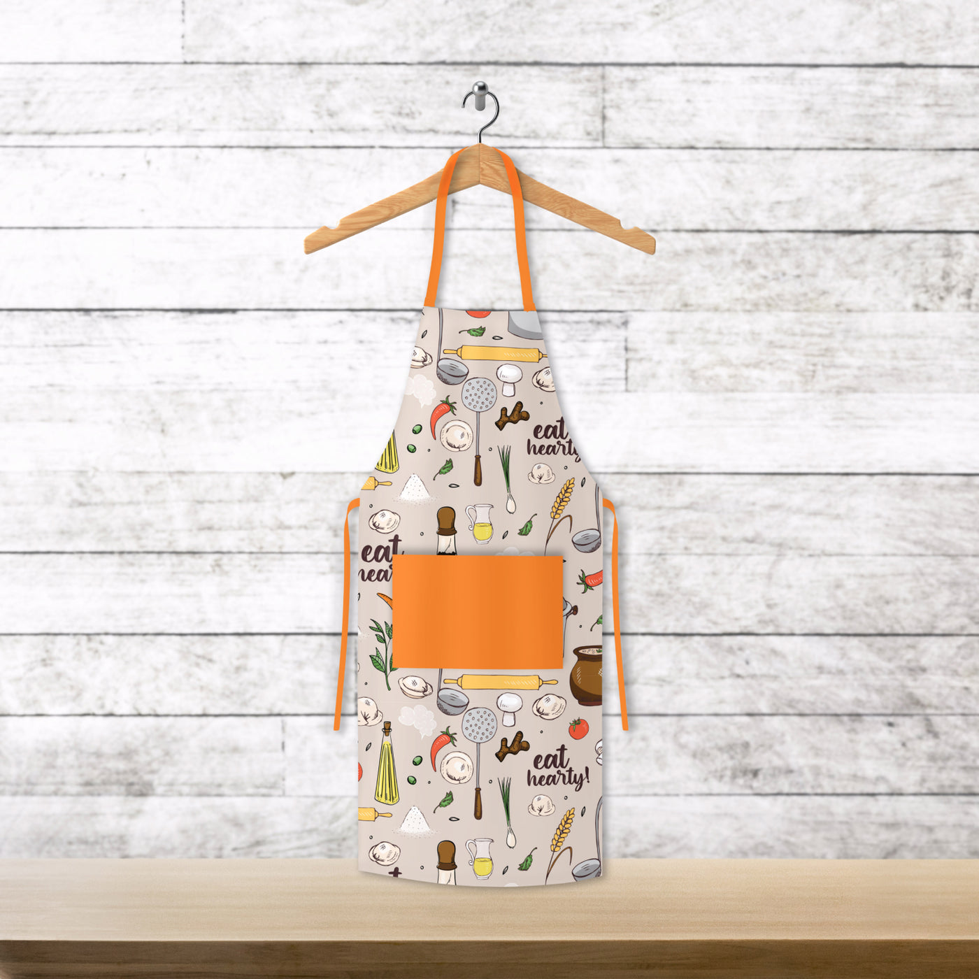 Apron with Adjustable Neck Strap, Front Pocket & Long Tie