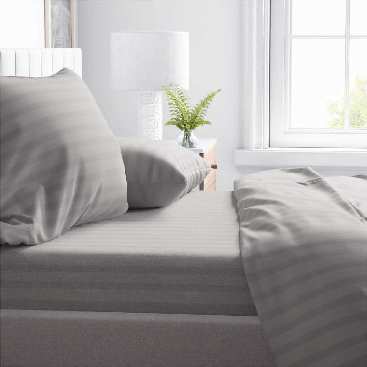 4 Piece Striped Bed Sheet Set 100% Egyptian Cotton 600 Thread Count
