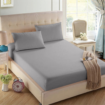 3 Piece Fitted Bed Sheet Set With Durable Elastic And 2 Pillowcases 100% Egyptian Cotton 600 Thread Count - Light Colors