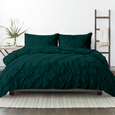 Pinch Pleated Down Alternative Comforter with 2 Pillow Shams 600 Thread Count