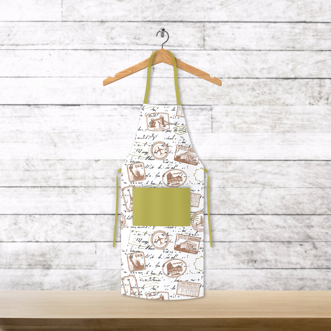 Apron with Adjustable Neck Strap, Front Pocket & Long Tie
