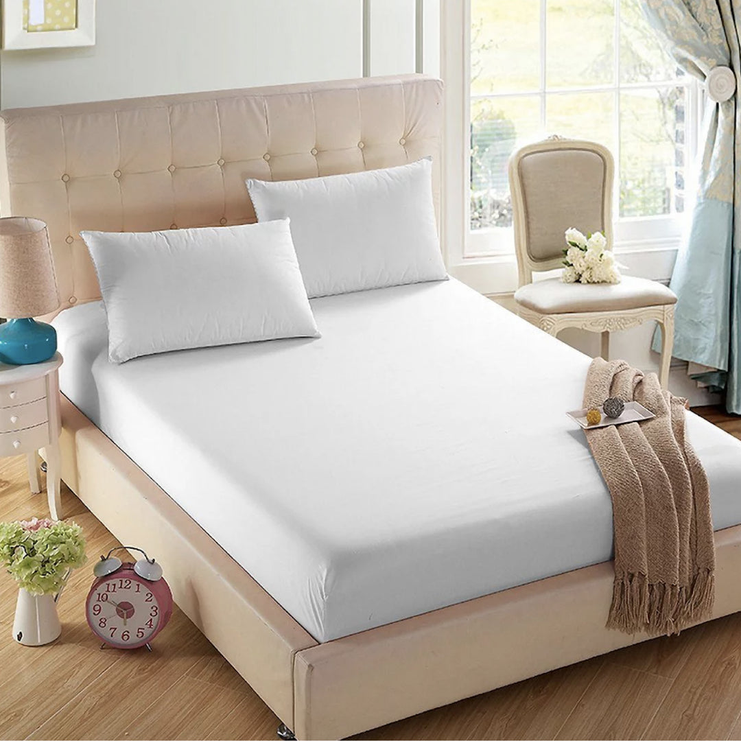 3 Piece Fitted Bed Sheet Set With Durable Elastic And 2 Pillowcases 100%  Egyptian Cotton 1000 Thread Count - Light Colors, image size:1080x1080