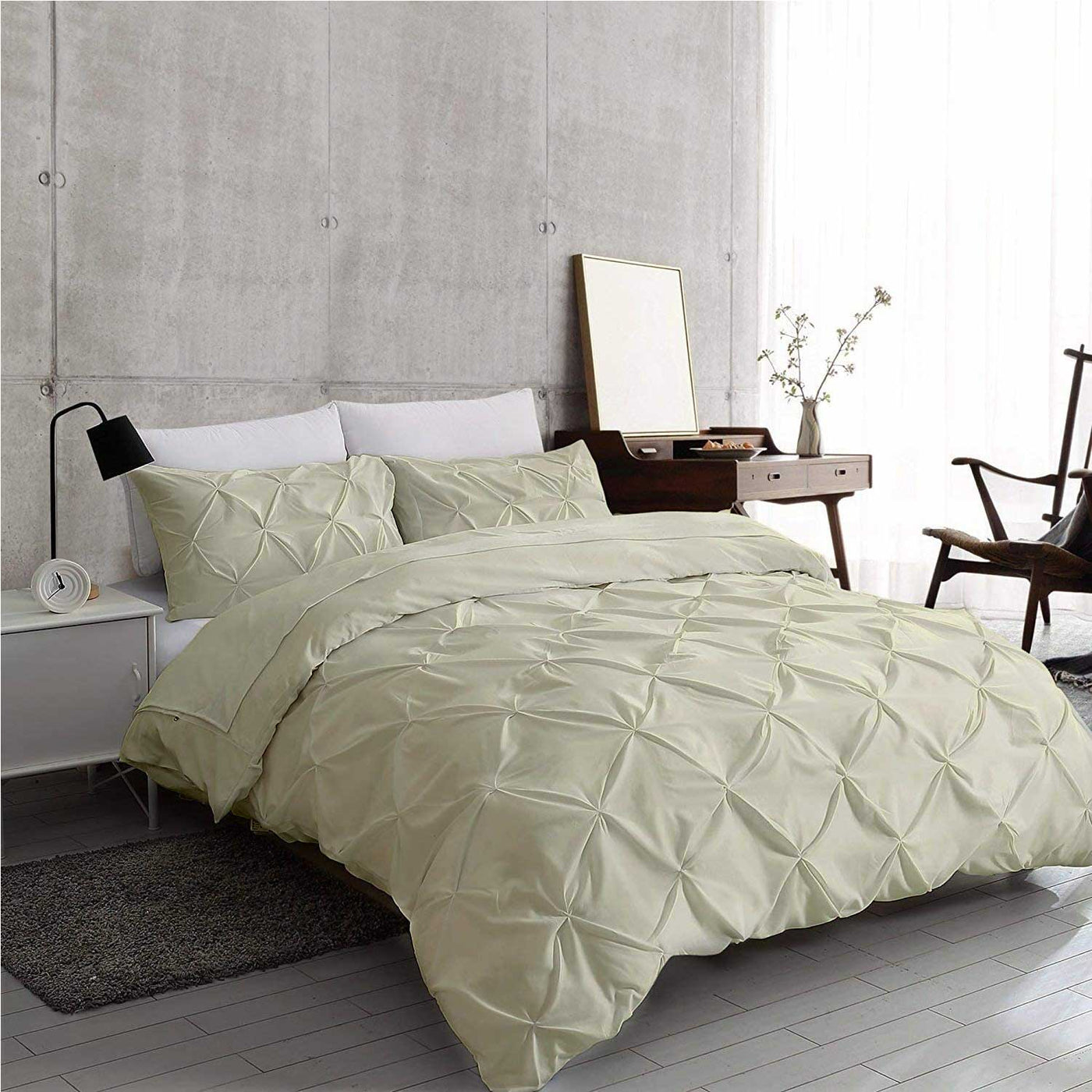 Pinch Pleated Duvet Cover Set 1000 Thread Count - Light Colors