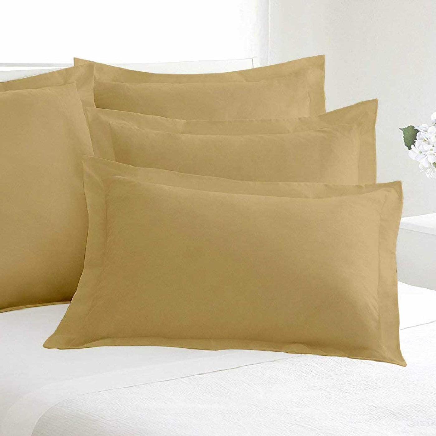 Set of 2 Solid Pillow Shams 100% Egyptian Cotton 600 Thread Count