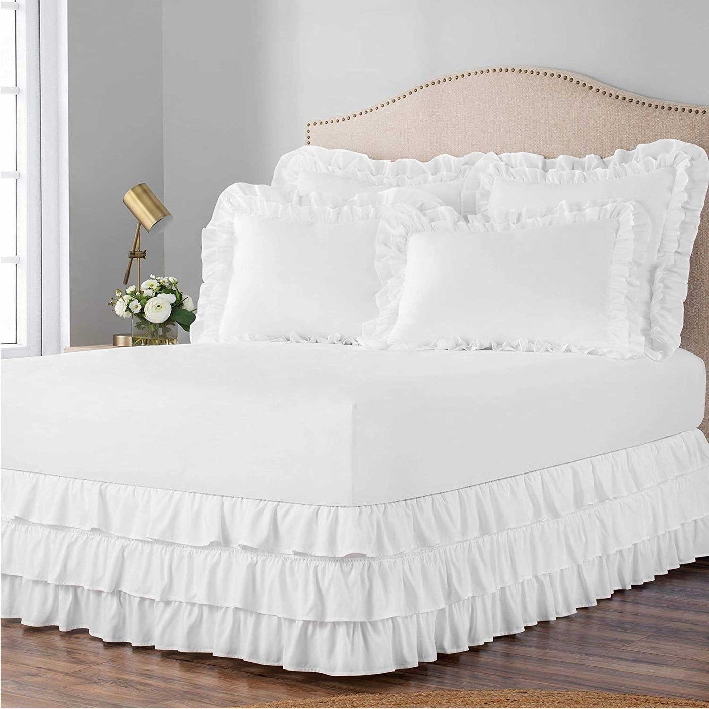 Tiered Waterfall Ruffle Bed Skirt 600 Thread Count 100% Egyptian Cotton